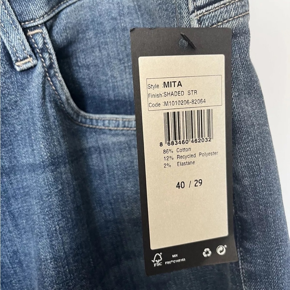 NWT Mavi Mita Mid Rise Boyfriend Jeans 40 x 29 Blue Stretch Women's New - Picture 3 of 8